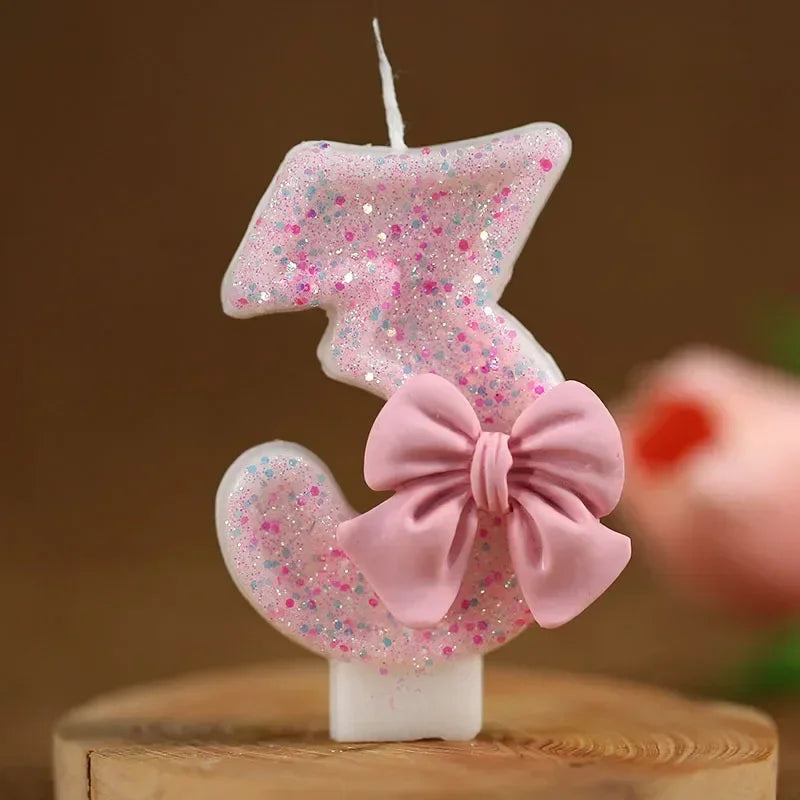 Pink Glitter Number Cake Candle