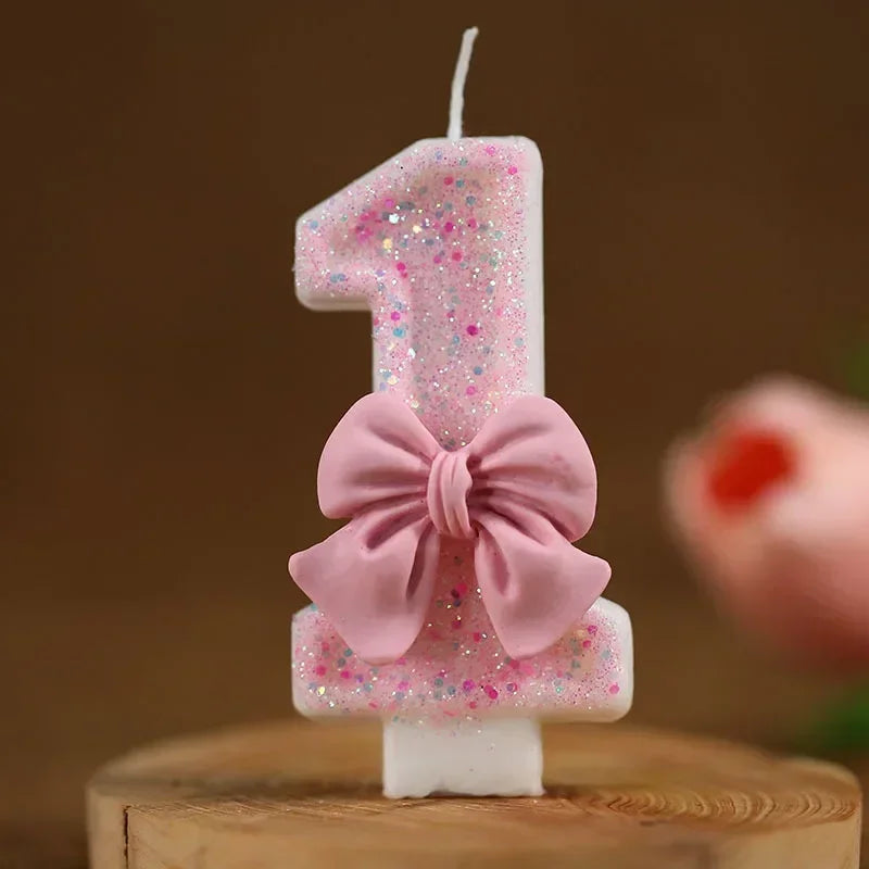 Pink Glitter Number Cake Candle