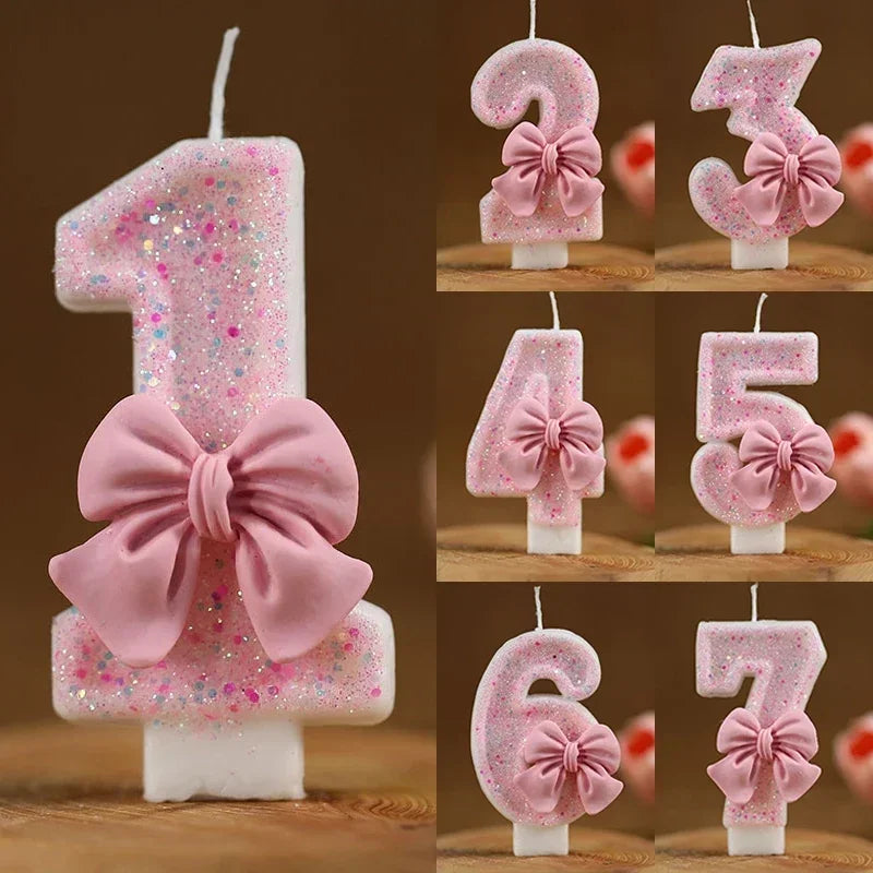 Pink Glitter Number Cake Candle