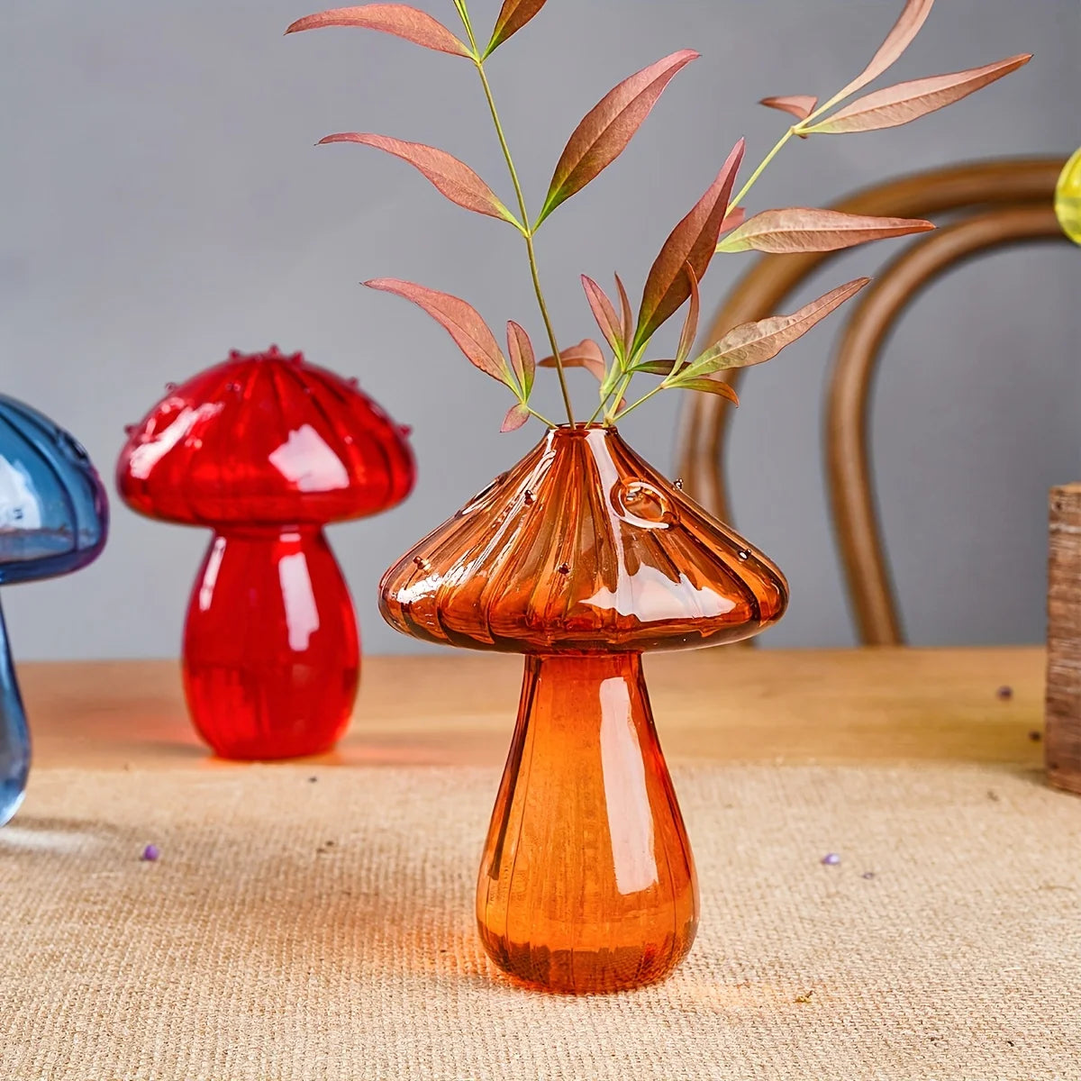 Colorful Mushroom Glass Bud Vase