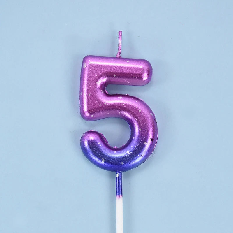 Gradient Glitter Number Cake Candles