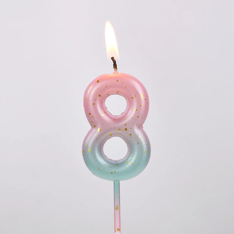 Gradient Glitter Number Cake Candles