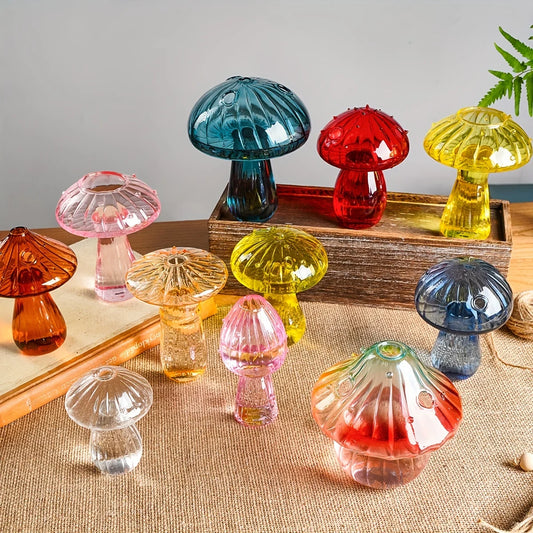 Colorful Mushroom Glass Bud Vase