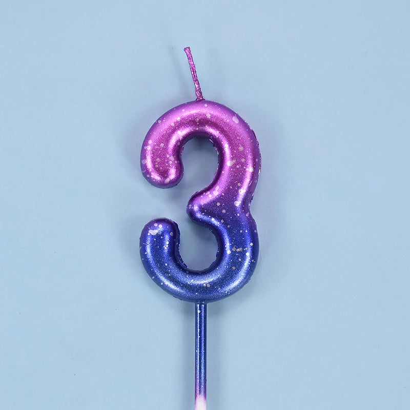 Gradient Glitter Number Cake Candles