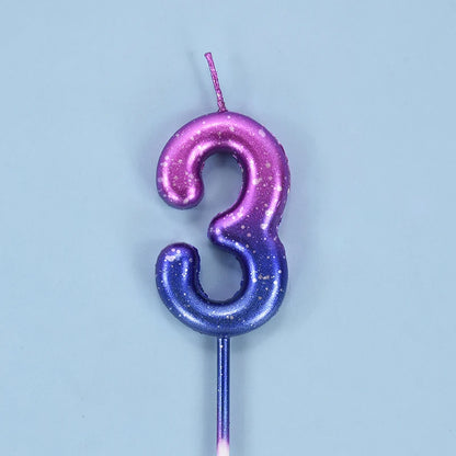 Gradient Glitter Number Cake Candles