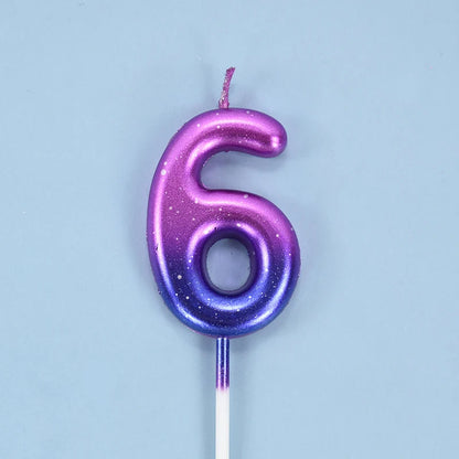 Gradient Glitter Number Cake Candles