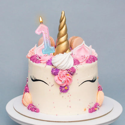 Gradient Glitter Number Cake Candles