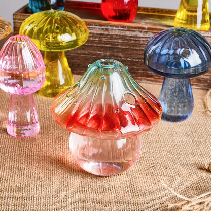 Colorful Mushroom Glass Bud Vase