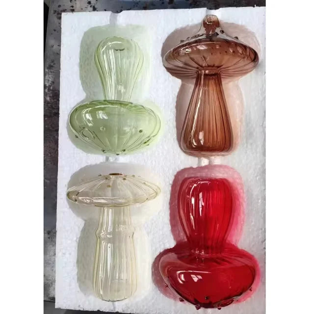 Colorful Mushroom Glass Bud Vase