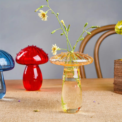 Colorful Mushroom Glass Bud Vase