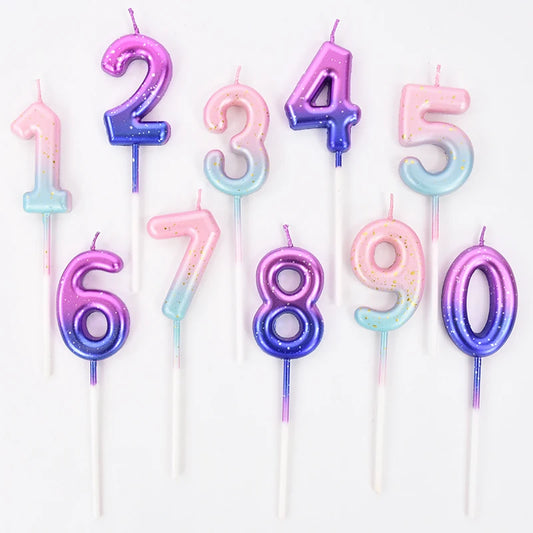 Gradient Glitter Number Cake Candles
