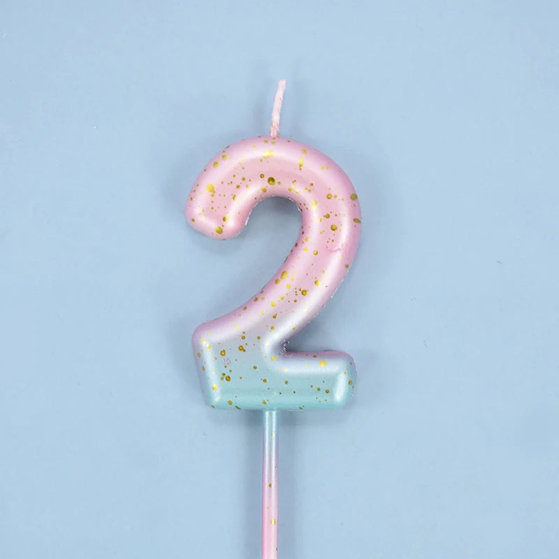 Gradient Glitter Number Cake Candles