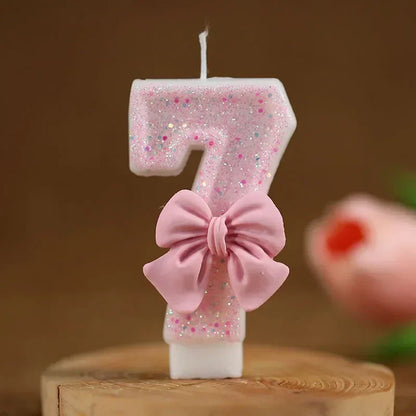 Pink Glitter Number Cake Candle