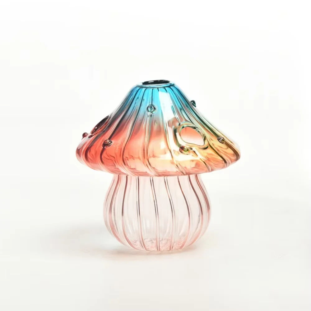 Colorful Mushroom Glass Bud Vase