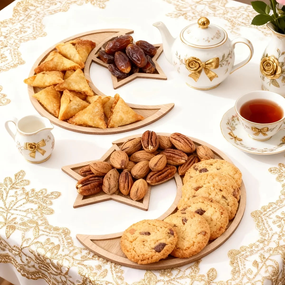 Ramadan Moon Star Wooden Tray