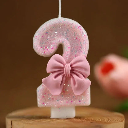 Pink Glitter Number Cake Candle